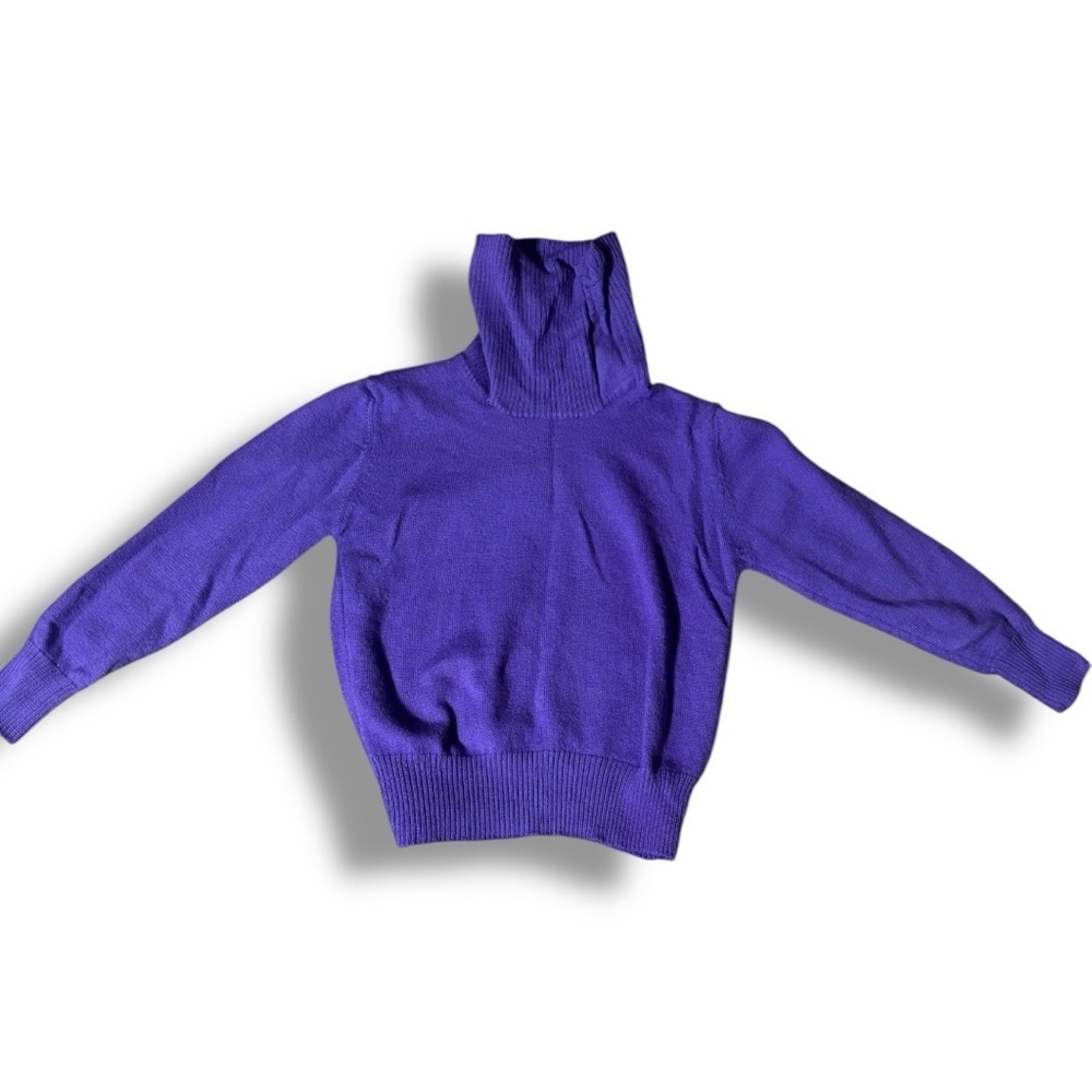 Bogner Vintage Cozy Vibrant Purple Turtleneck Long Sleeve Relaxed Fit Sweater - Picture 7 of 16